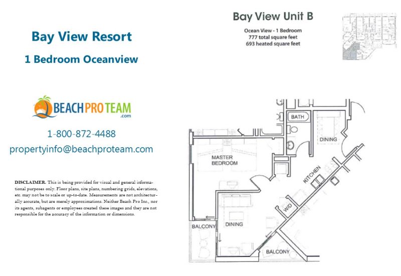 Bay View Resort Floor Plan B - 1 Bedroom Ocean View